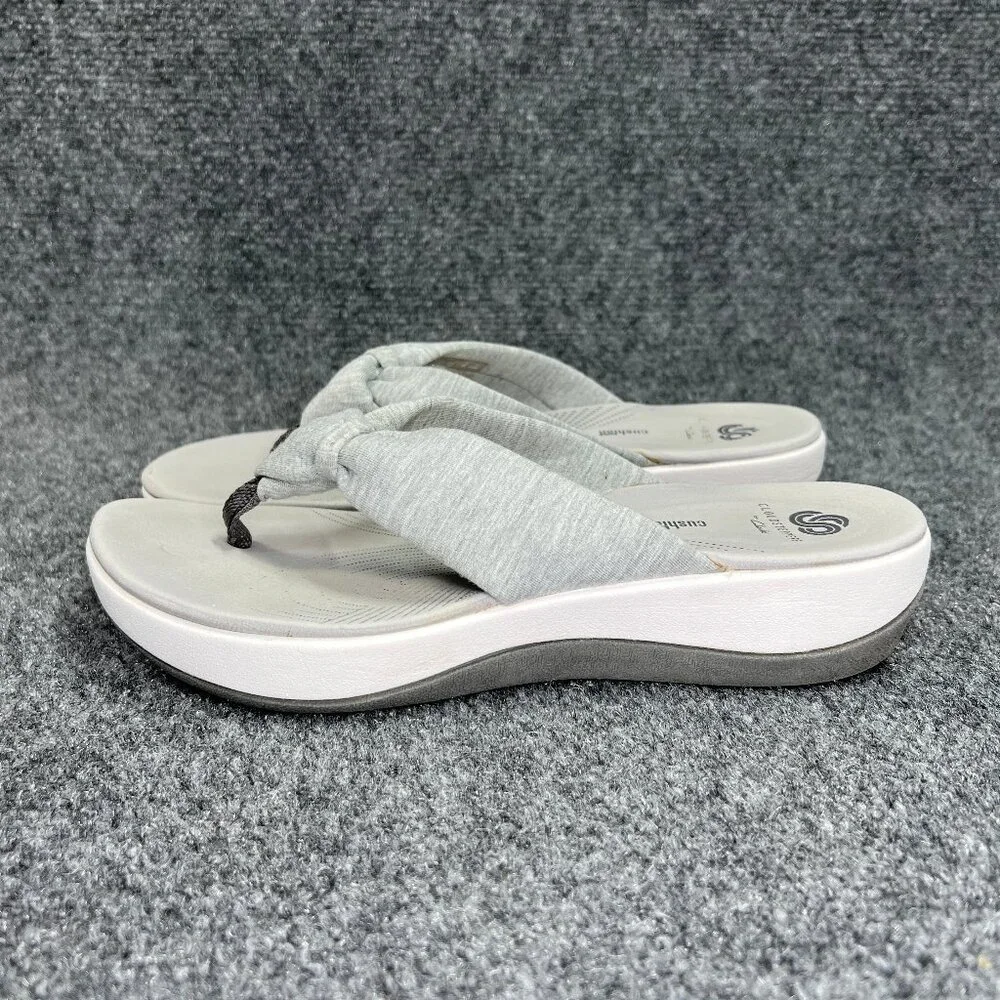 Clarks Cloudsteppers Sandals Women's 8 Grey Comfort Casual Toe Post‎ Flip Flops